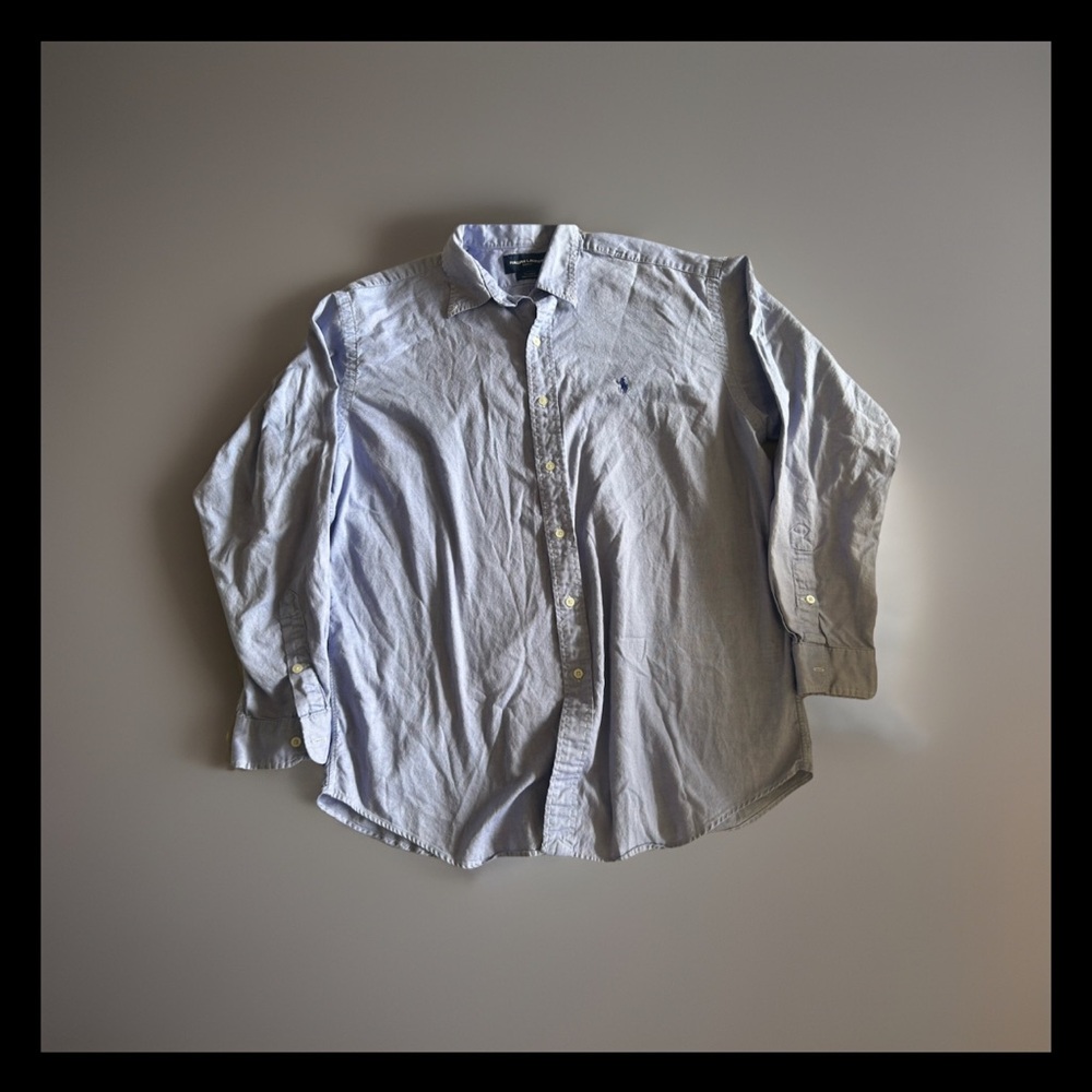 Ralph Lauren Golf Tilden Oxford Light Blue Cotton Button Down Classic Fit L